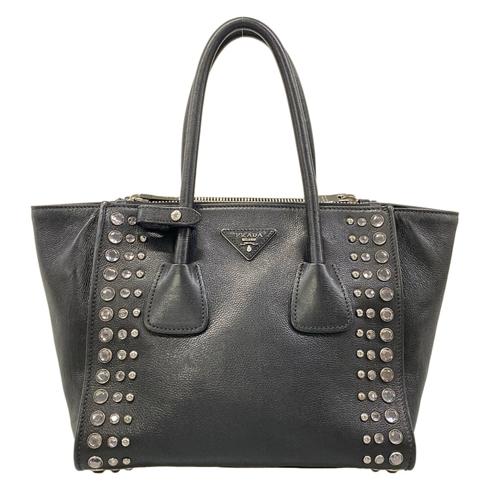 Prada Black Leather Tote Bag #336787P98B